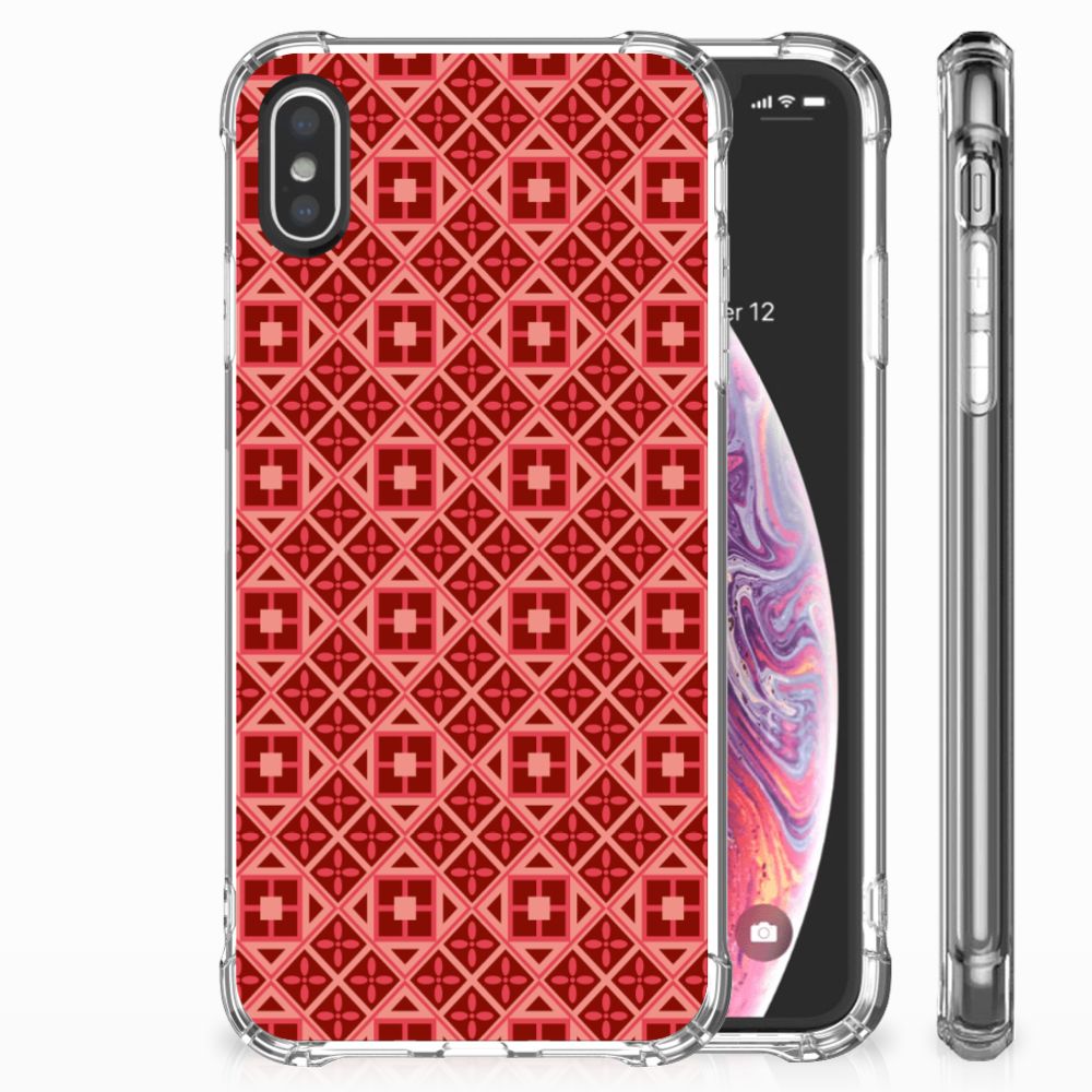 Apple iPhone X | Xs Doorzichtige Silicone Hoesje Batik Rood