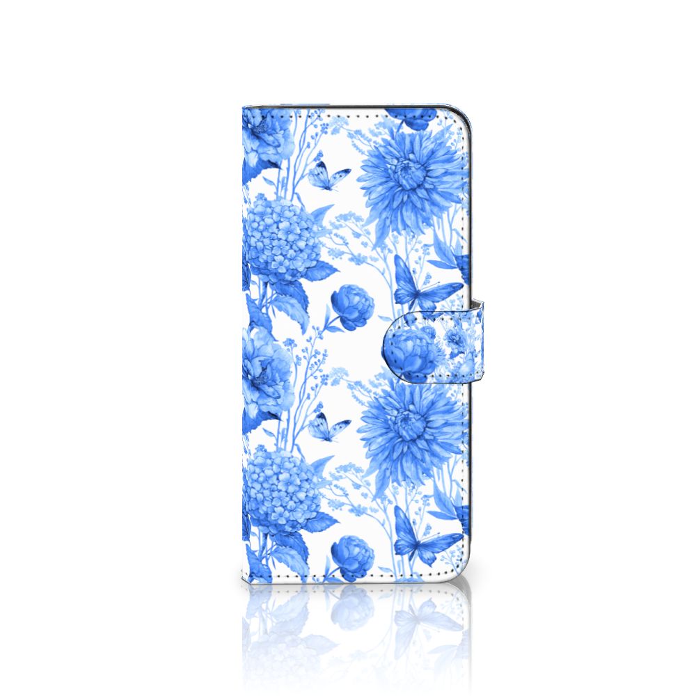 Hoesje voor Samsung Galaxy A14 4G Flowers Blue met prachtig blauw bloemen design.