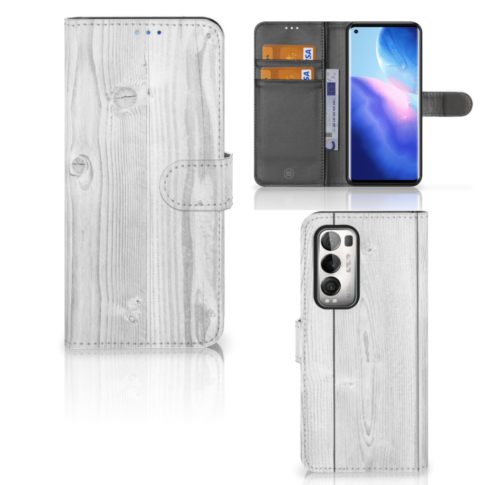 OPPO Find X3 Neo 5G Book Style Case White Wood
