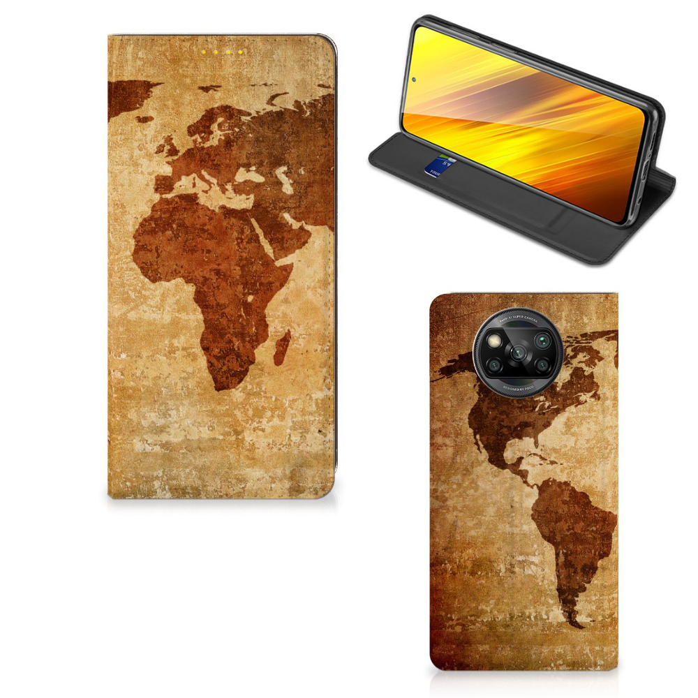 Xiaomi Poco X3 Pro | Poco X3 Book Cover Wereldkaart - B2C Telecom