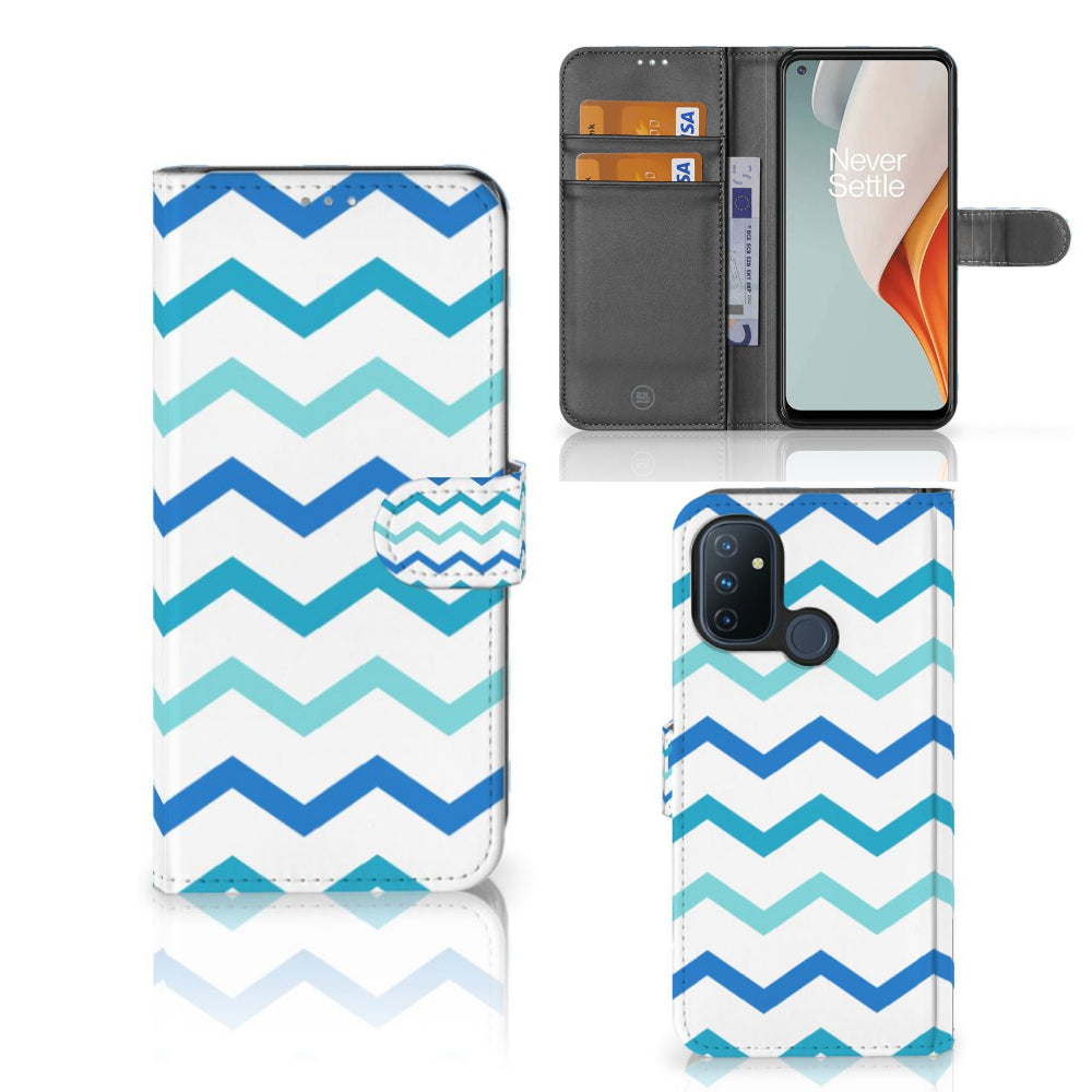 OnePlus Nord N100 Telefoon Hoesje Zigzag Blauw