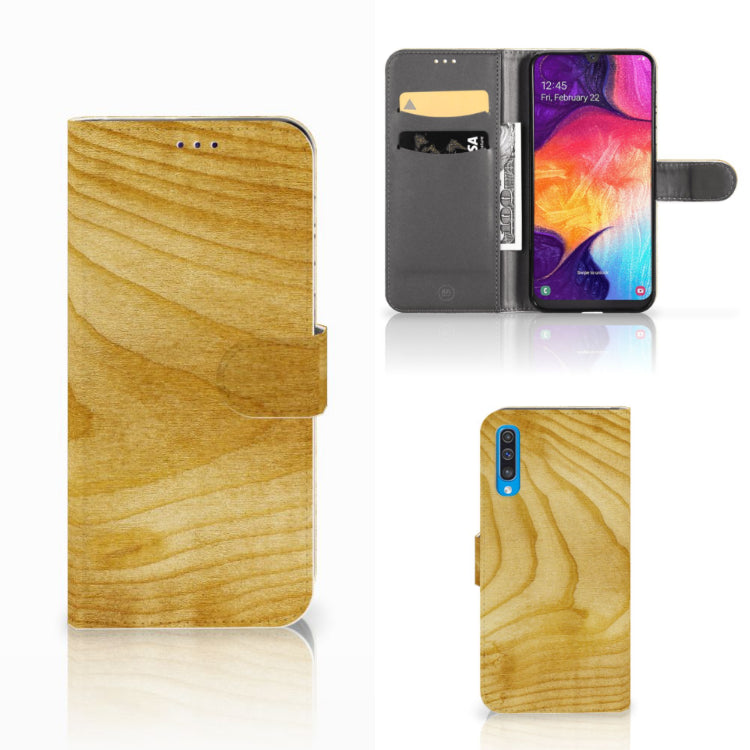 Samsung Galaxy A50 Book Style Case Licht Hout