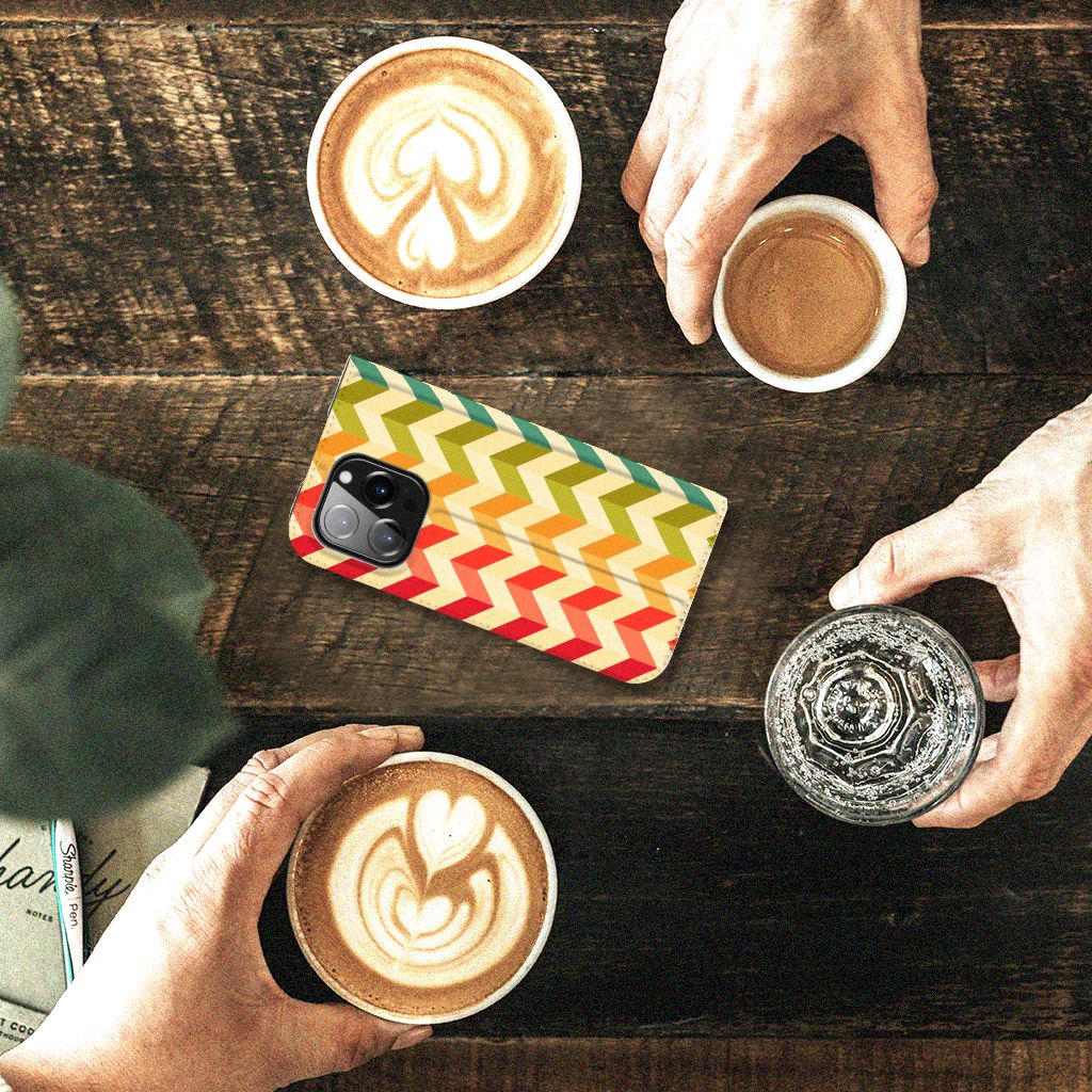 iPhone 14 Pro Hoesje met Magneet Zigzag Multi Color