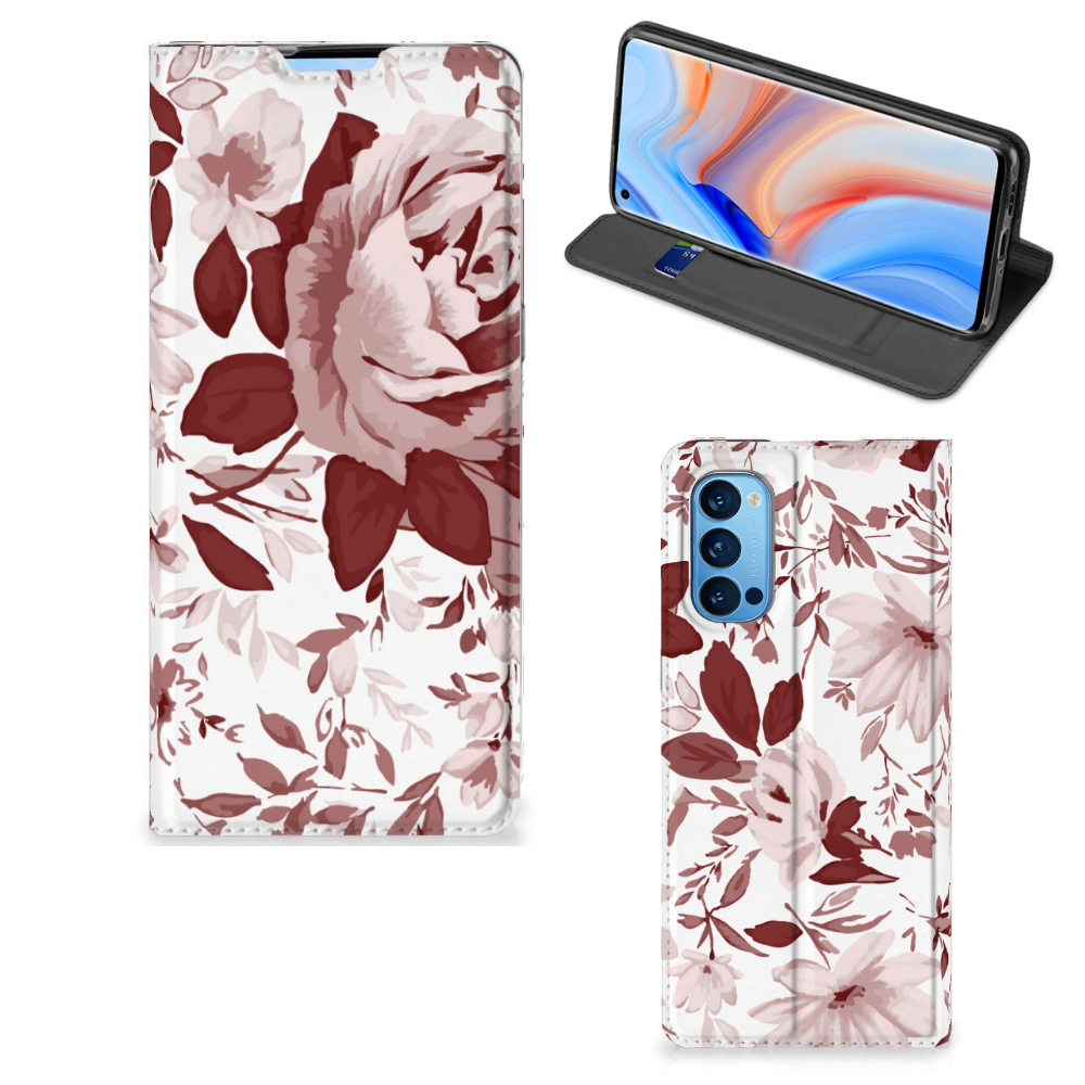 Bookcase OPPO Reno4 Pro 5G Watercolor Flowers - B2C Telecom