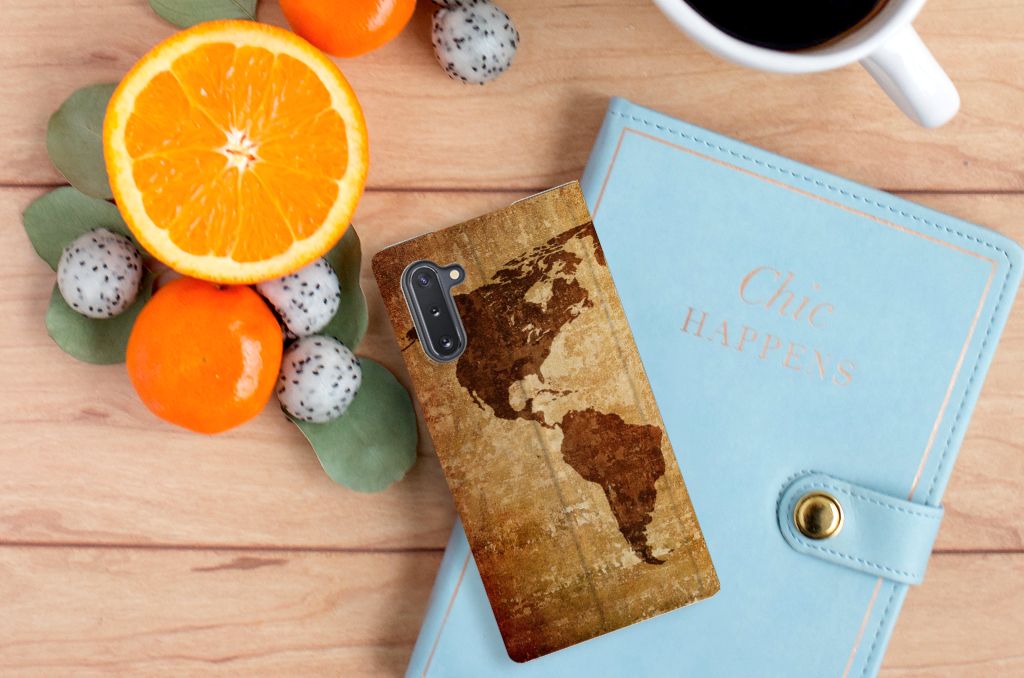 Samsung Galaxy Note 10 Book Cover Wereldkaart