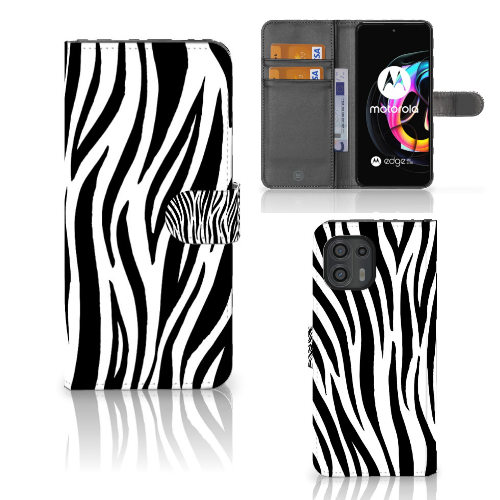 Motorola Edge 20 Lite Telefoonhoesje met Pasjes Zebra