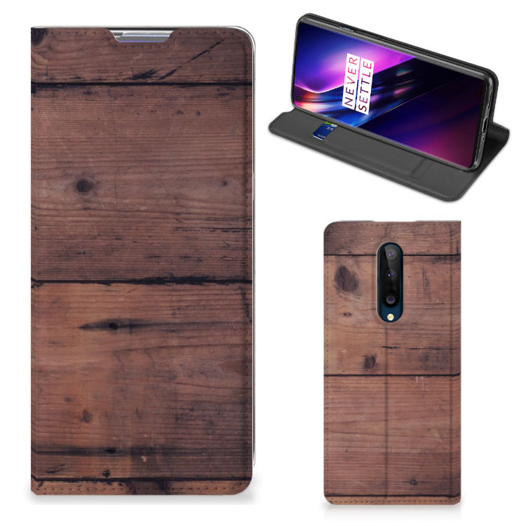 OnePlus 8 Book Wallet Case Old Wood