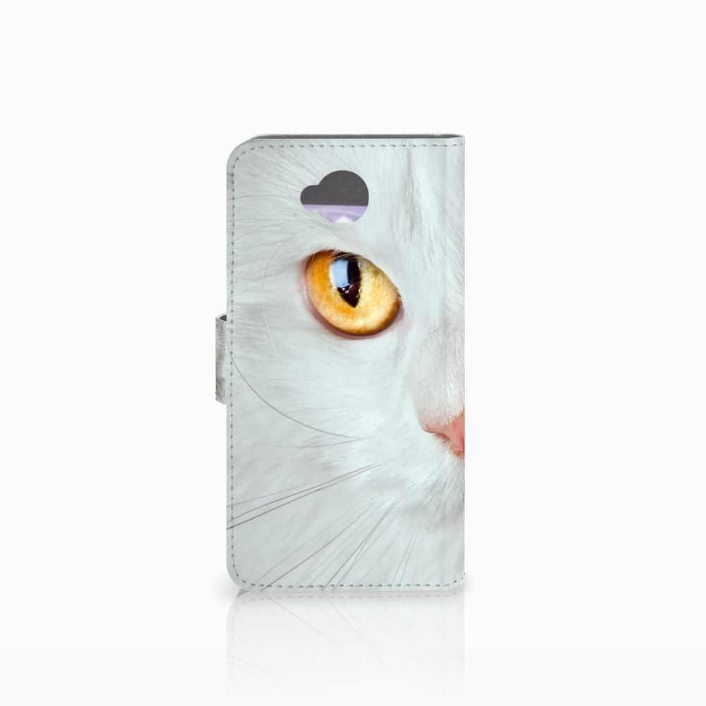 Microsoft Lumia 650 Telefoonhoesje met Pasjes Witte Kat