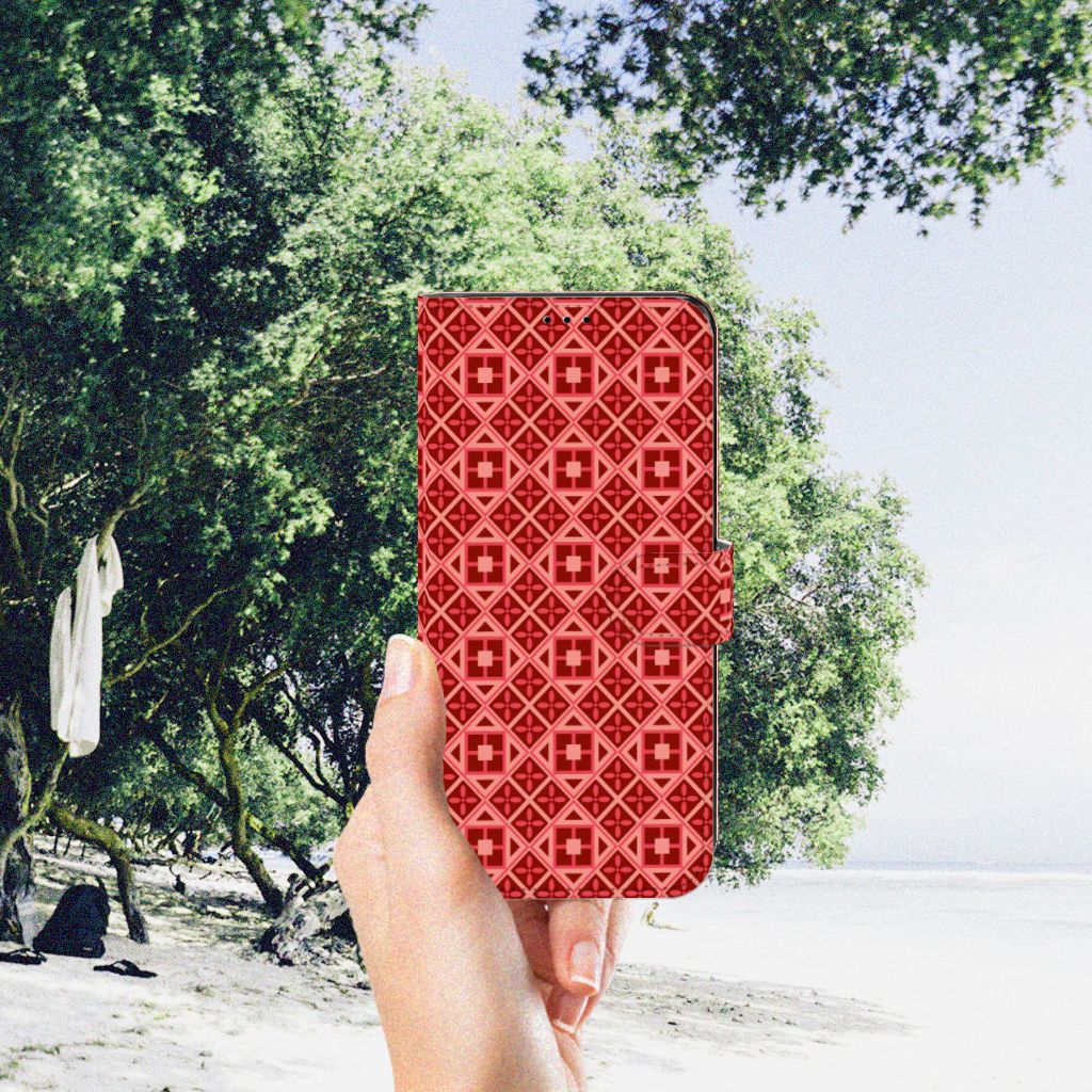 Motorola Edge 30 Pro Telefoon Hoesje Batik Rood