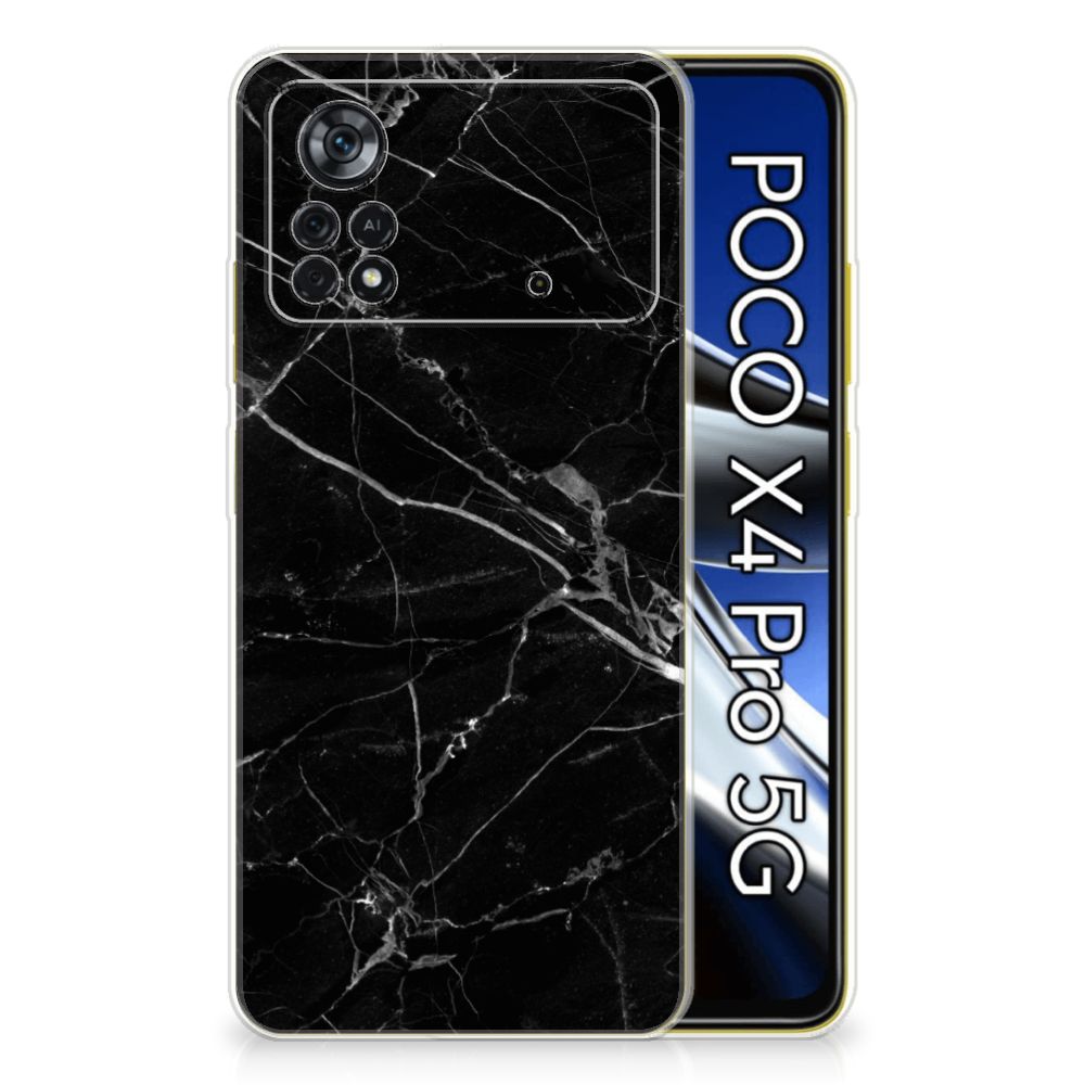 Xiaomi Poco X4 Pro 5G TPU Siliconen Hoesje Marmer Zwart - Origineel Cadeau Vader