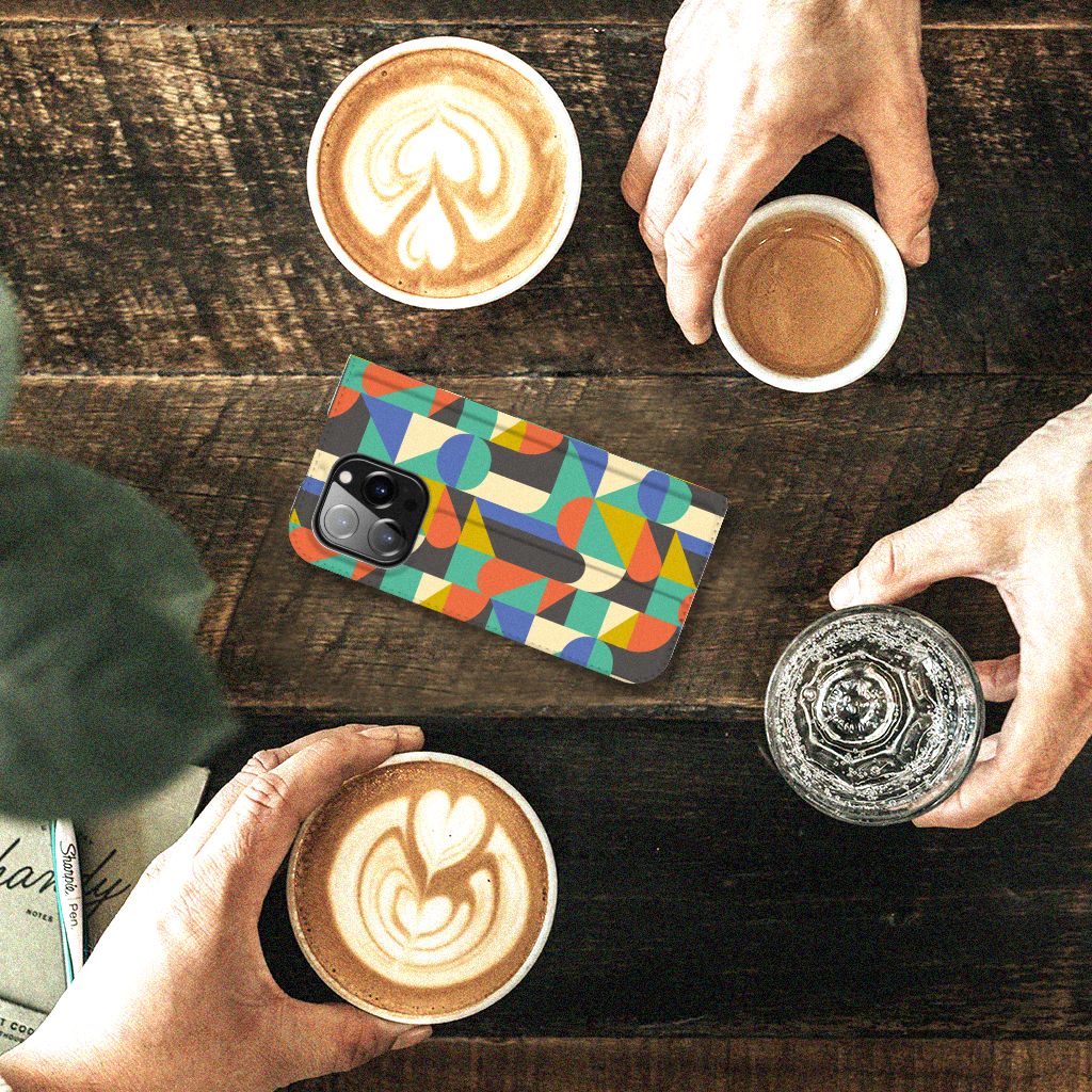 iPhone 14 Pro Hoesje met Magneet Funky Retro - B2C Telecom