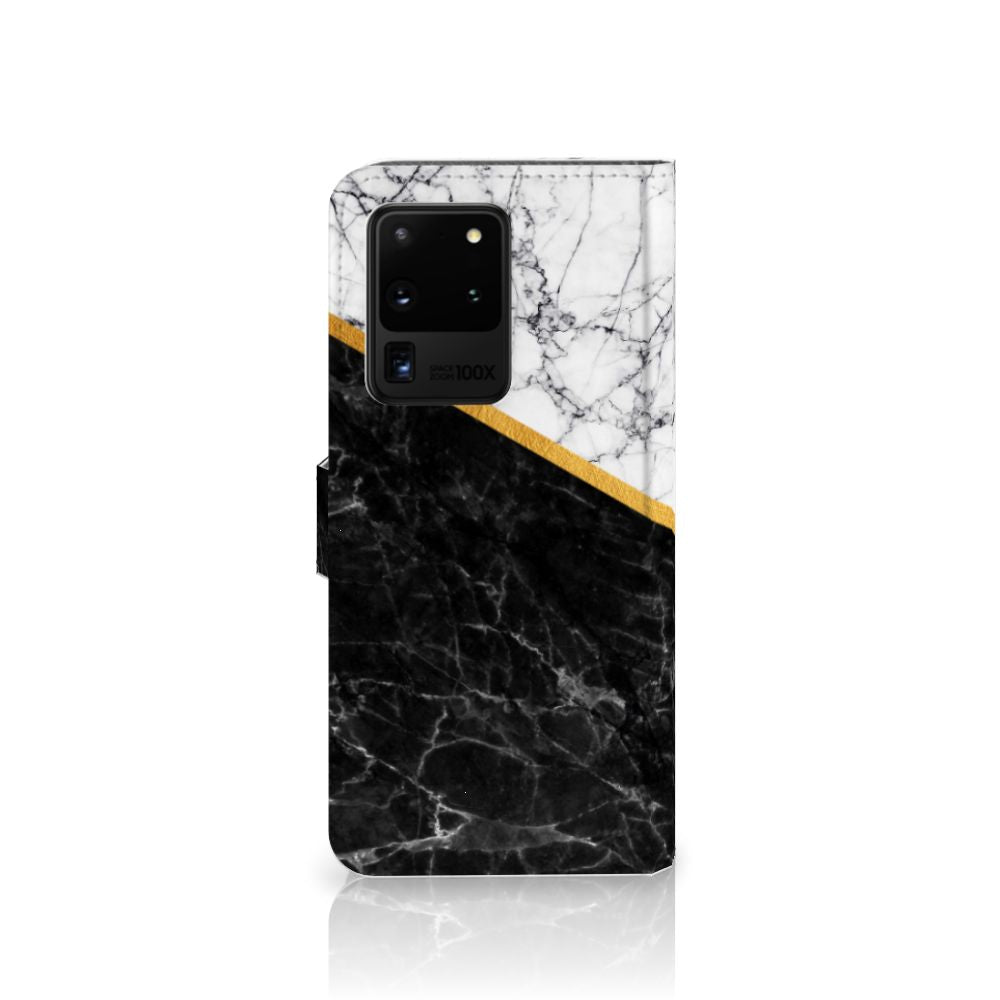 Samsung Galaxy S20 Ultra Bookcase Marmer Wit Zwart - Origineel Cadeau Man