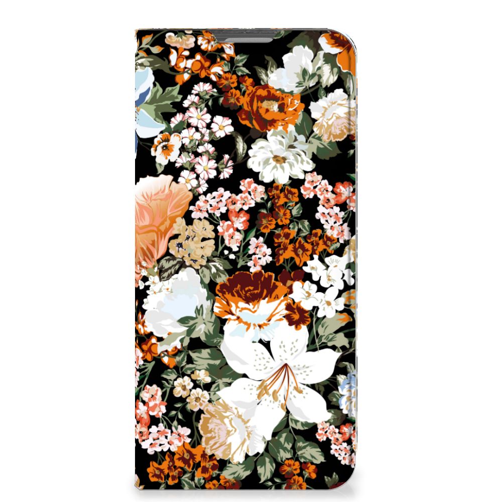 Smart Cover voor OPPO Reno8 Lite Dark Flowers - B2C Telecom