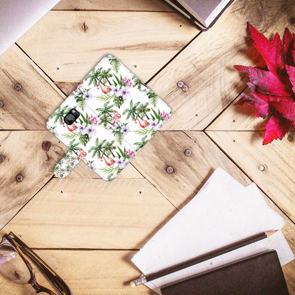 Samsung Galaxy S7 Edge Telefoonhoesje met Pasjes Flamingo Palms