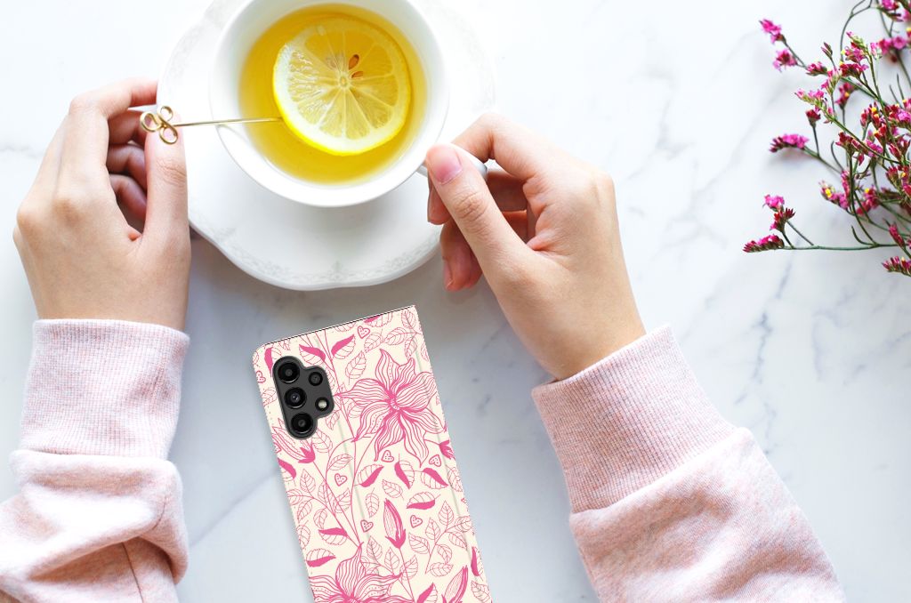 Samsung Galaxy A13 (4G) Smart Cover Pink Flowers - B2C Telecom