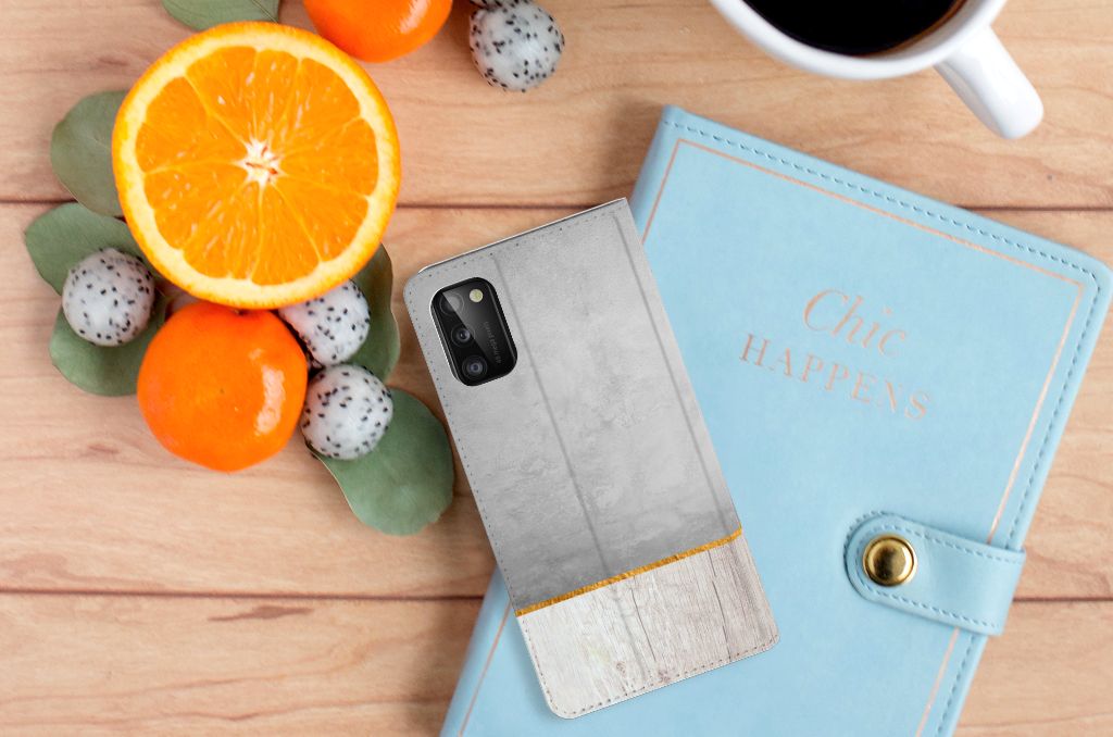 Samsung Galaxy A41 Book Wallet Case Wood Concrete - B2C Telecom