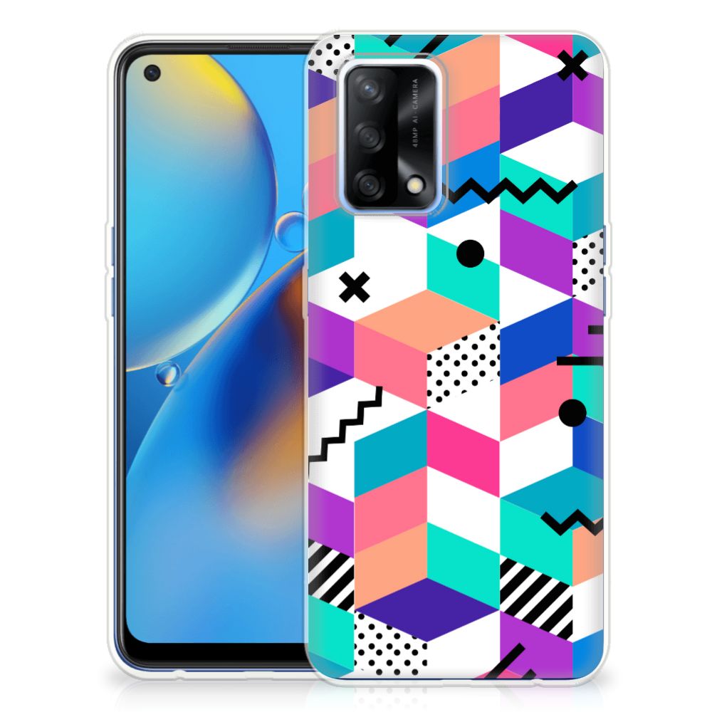 OPPO A74 4G TPU Hoesje Blokken Kleurrijk B2C Telecom
