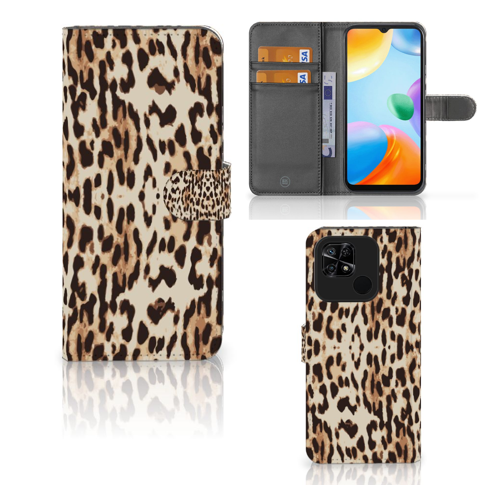 Xiaomi Redmi 10C Telefoonhoesje met Pasjes Leopard