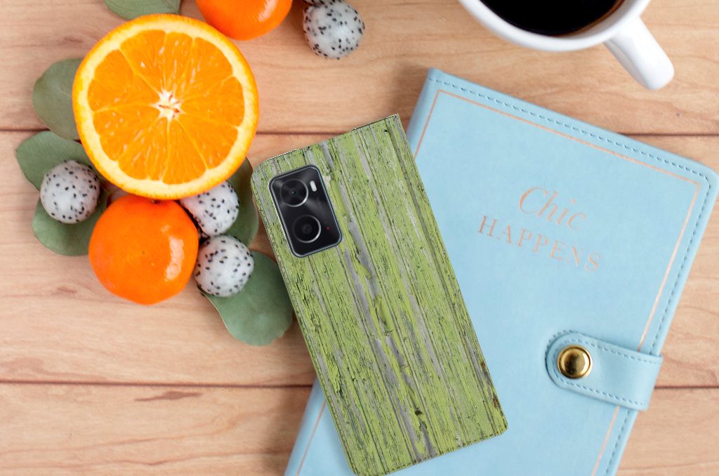 OPPO A96 | A76 Book Wallet Case Green Wood - B2C Telecom