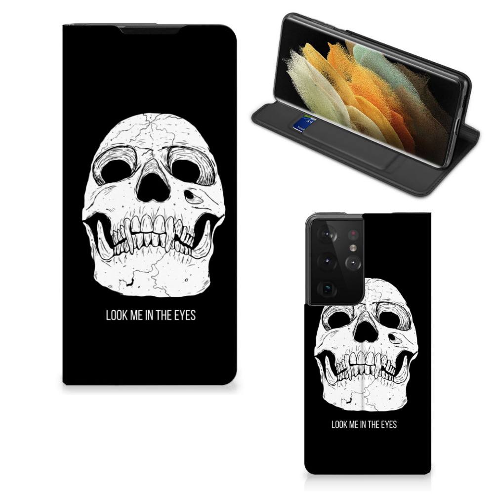 Mobiel BookCase Samsung Galaxy S21 Ultra Skull Eyes - B2C Telecom