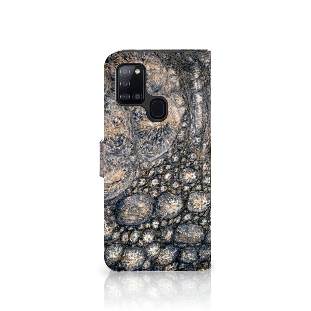 Samsung Galaxy A21s Telefoonhoesje met Pasjes Krokodillenprint