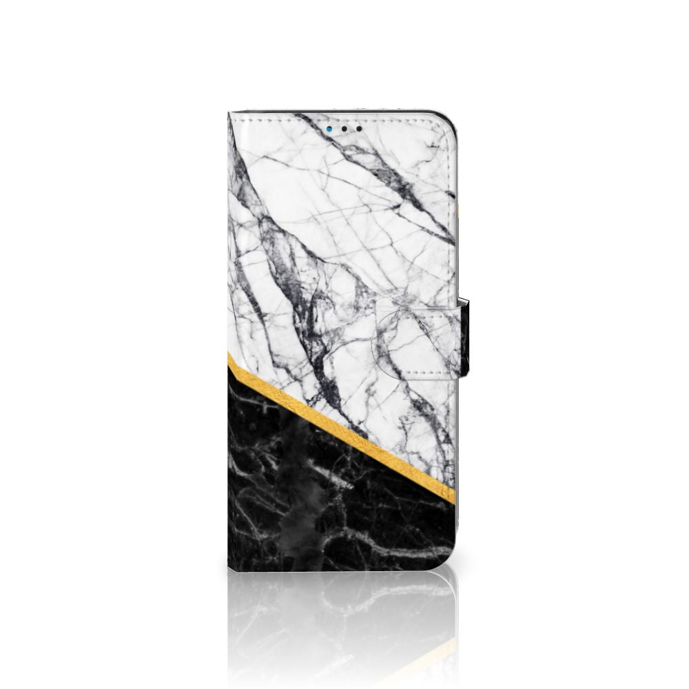 Motorola Moto G9 Play | E7 Plus Bookcase Marmer Wit Zwart - Origineel Cadeau Man