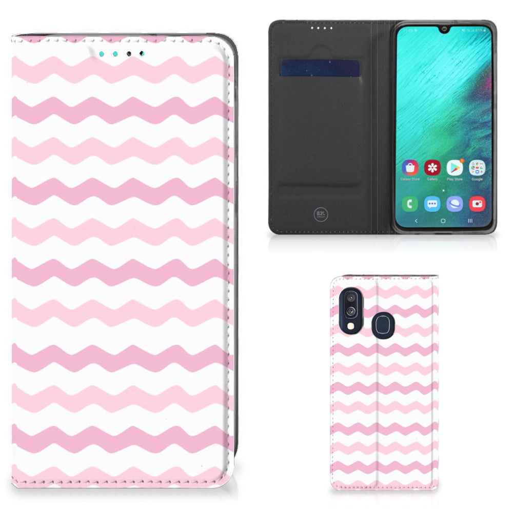 Samsung Galaxy A40 Hoesje met Magneet Waves Roze