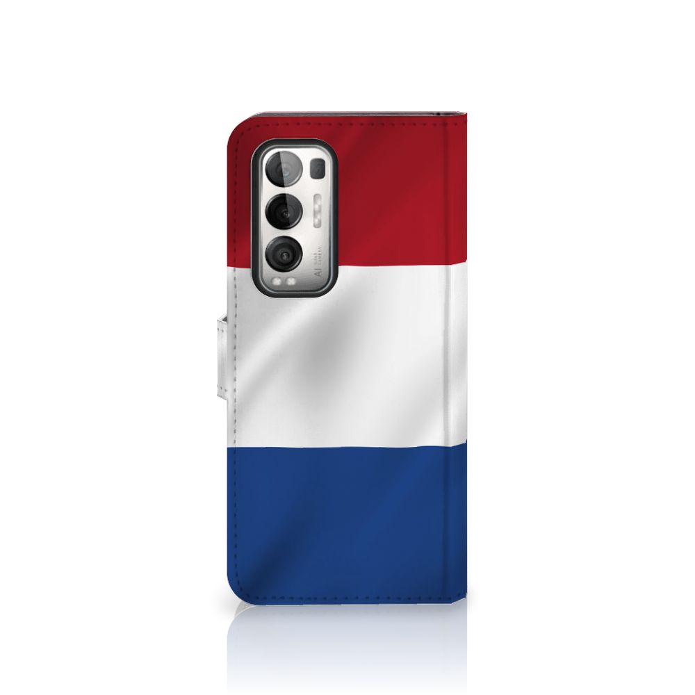 OPPO Find X3 Neo 5G Bookstyle Case Nederlandse Vlag met artistiek ontwerp in de Nederlandse vlag kleuren.