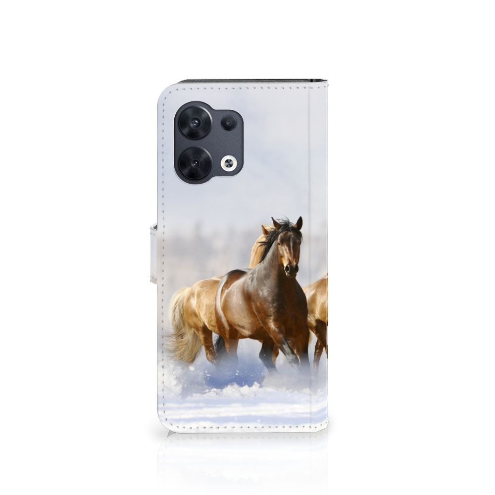 OPPO Reno8 Telefoonhoesje met Pasjes Paarden