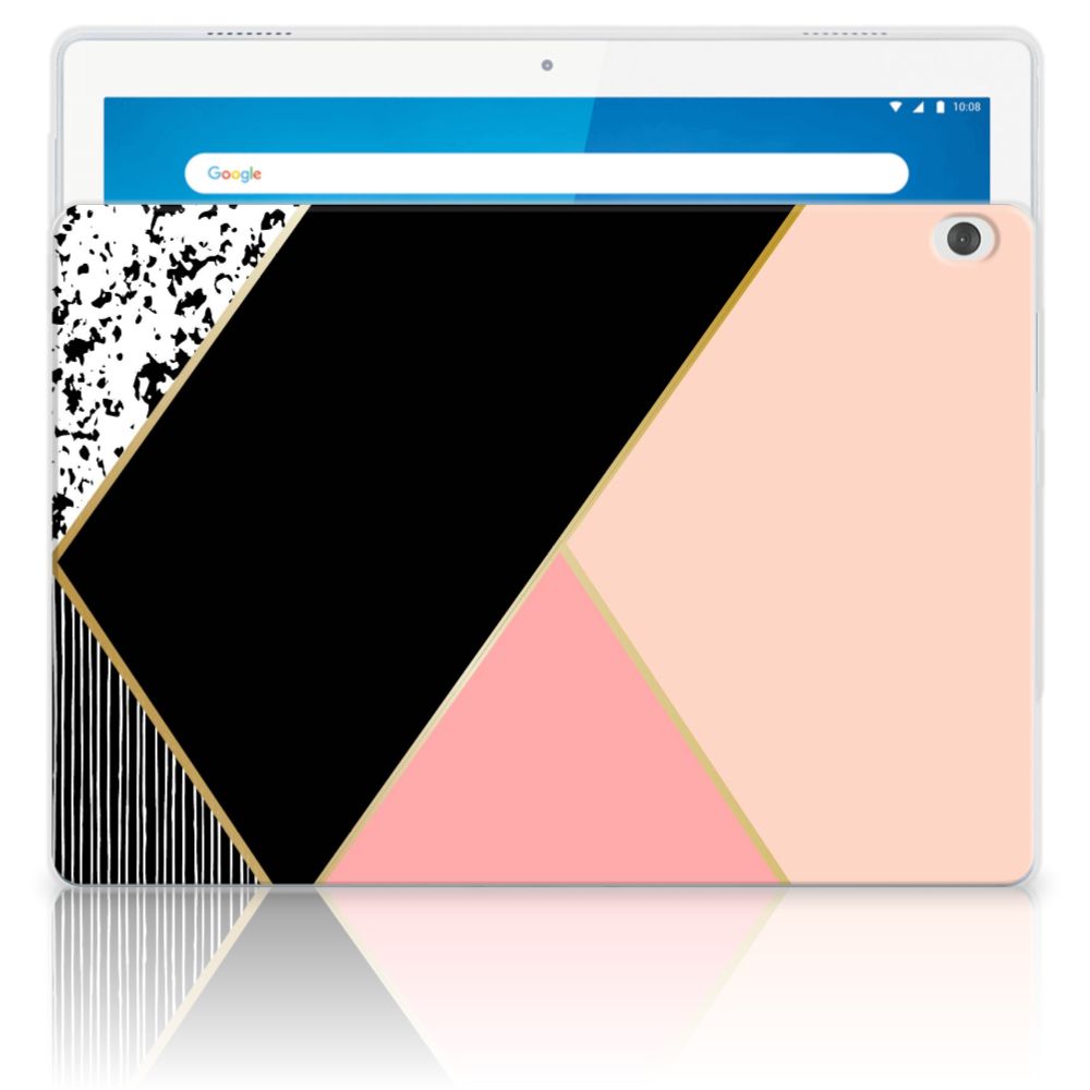 Lenovo Tab M10 Back Cover Zwart Roze Vormen