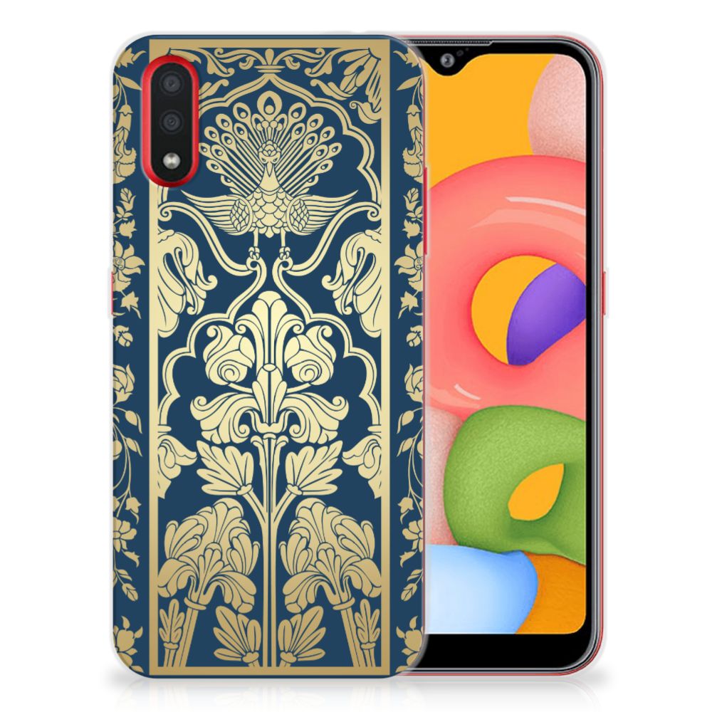 Samsung Galaxy A01 TPU Case Beige Flowers