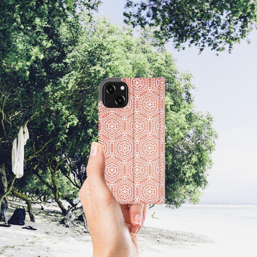 iPhone 13 Hoesje met Magneet Pattern Orange