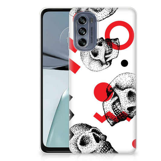 Silicone Back Case Motorola Moto G62 5G Skull Red