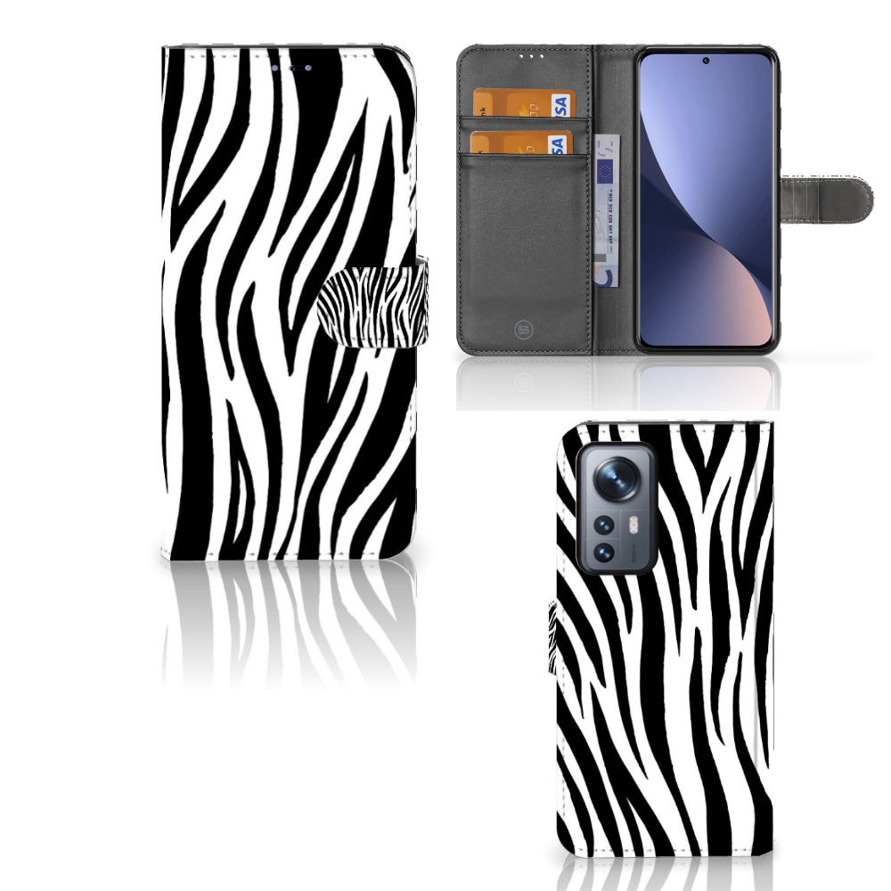 Xiaomi 12 Pro Telefoonhoesje met Pasjes Zebra