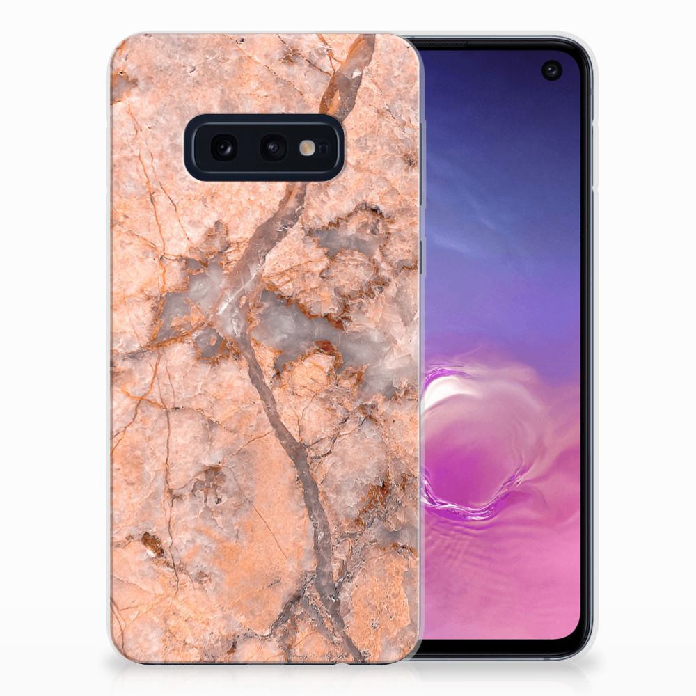 Samsung Galaxy S10e TPU Siliconen Hoesje Marmer Oranje
