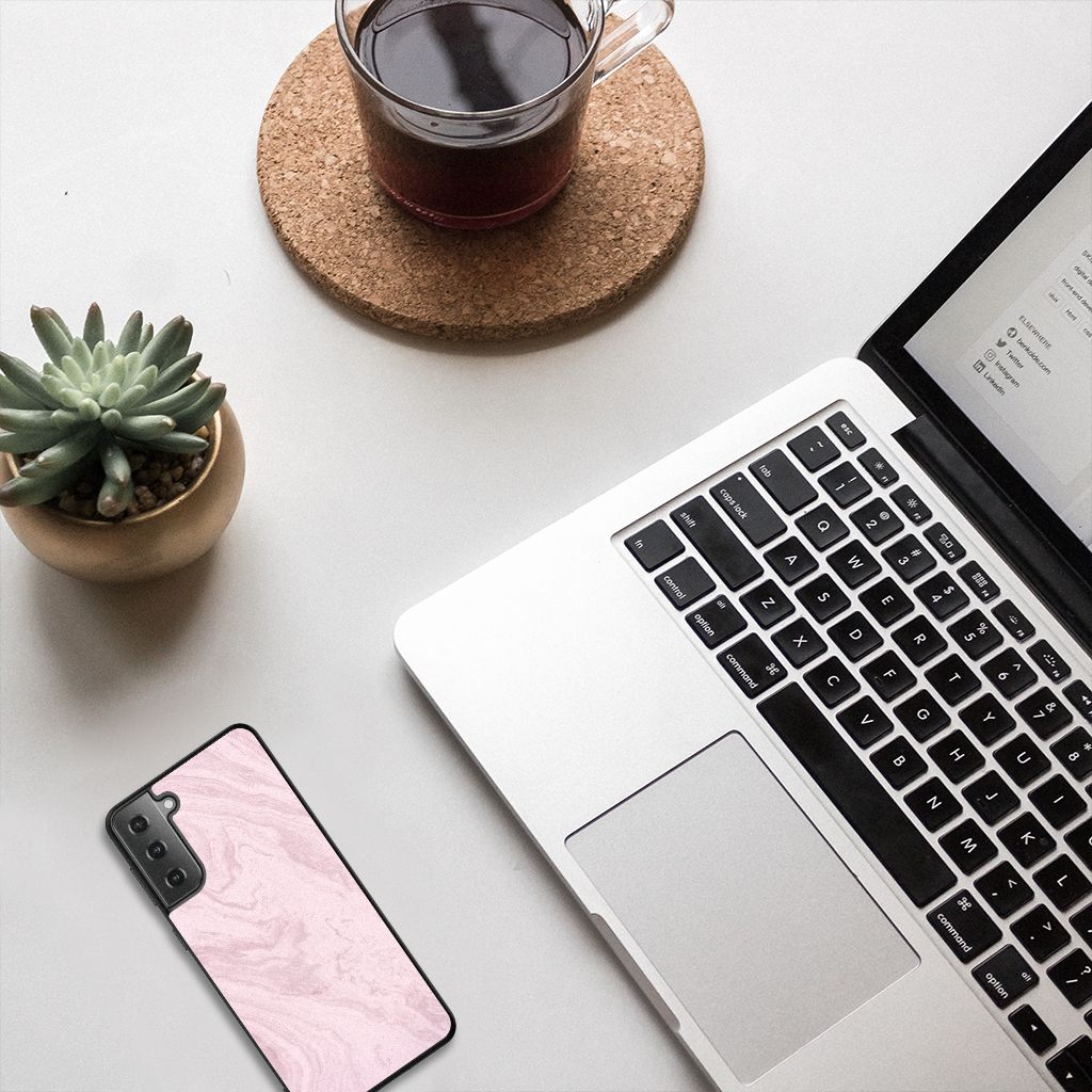 Samsung Galaxy S21 Plus Marmeren Print Telefoonhoesje Marble Pink - Origineel Cadeau Vriendin B2C Telecom