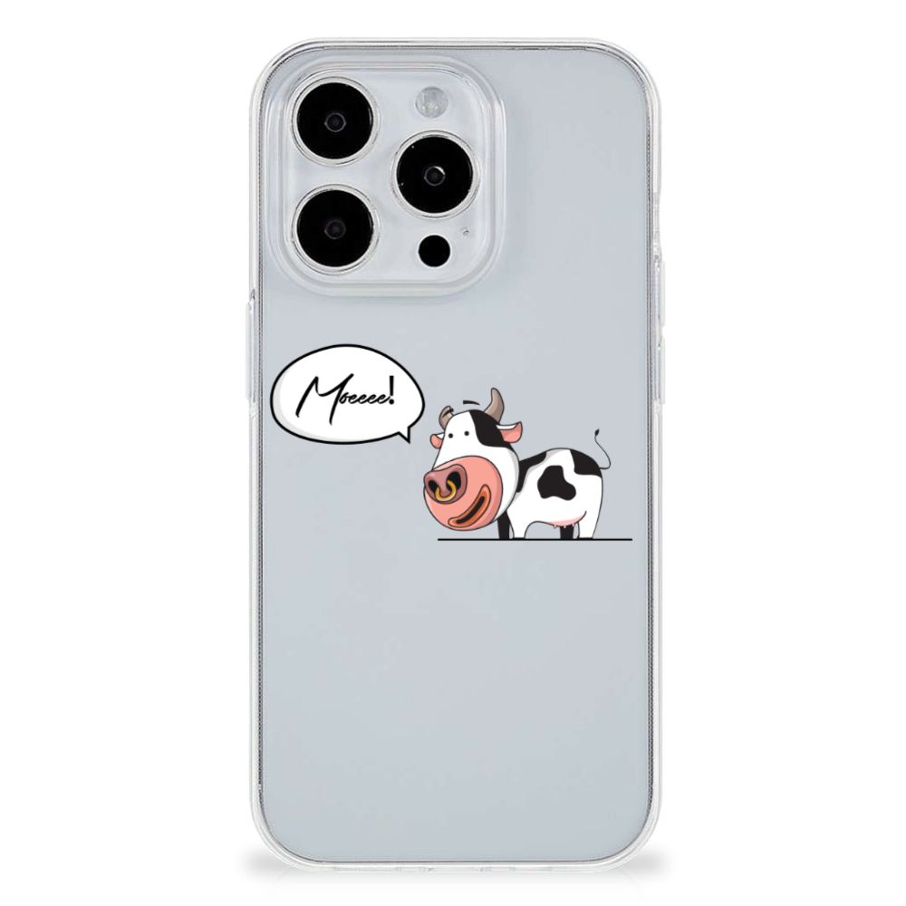 iPhone 15 Pro Telefoonhoesje met Naam Cow met schattige koe die 'Moo!' zegt 🐄