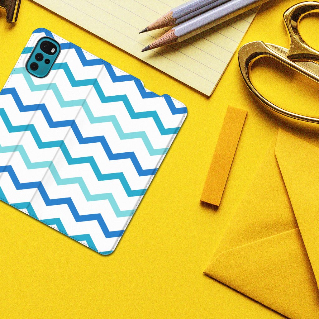 Motorola Moto G22 Hoesje met Magneet Zigzag Blauw - B2C Telecom