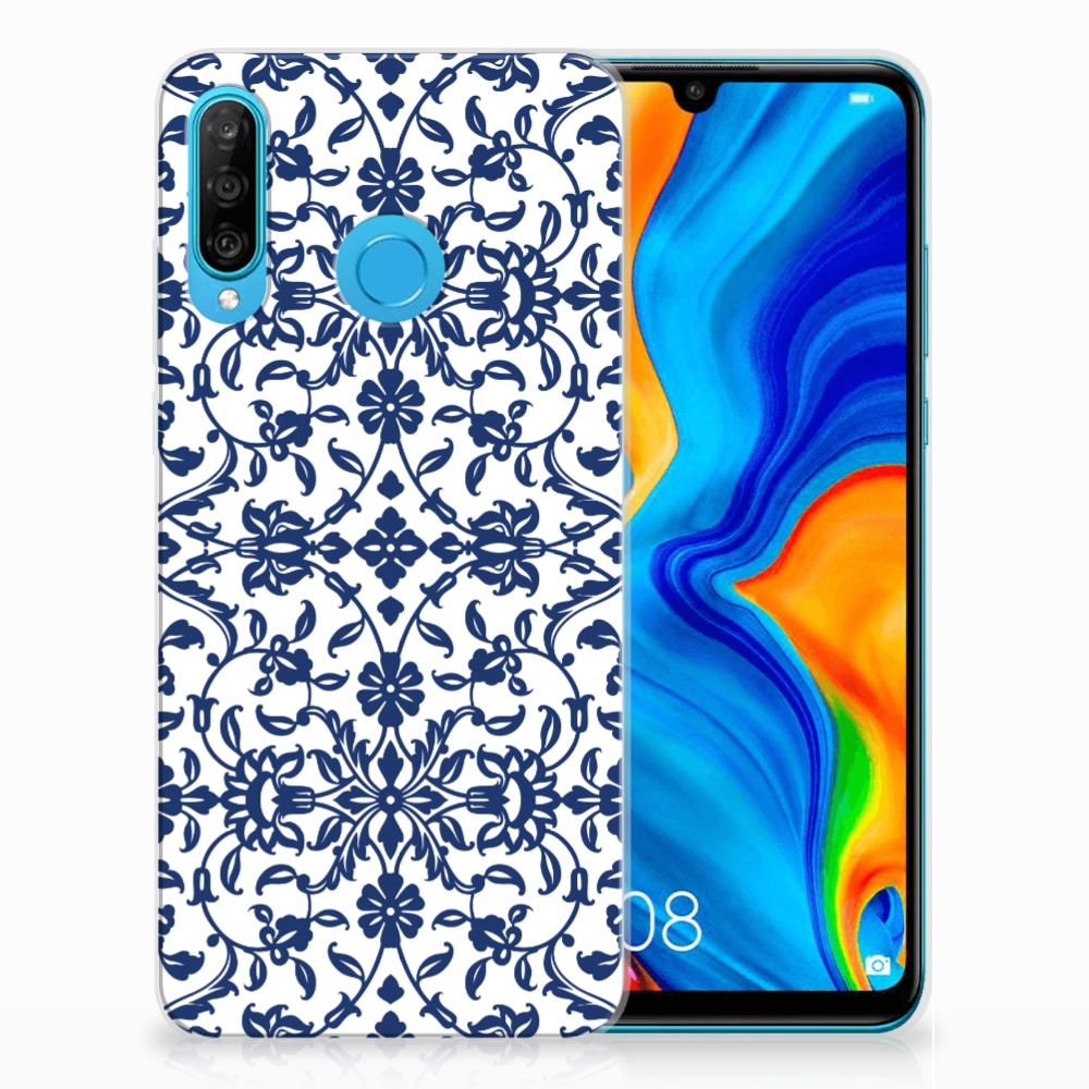 Huawei P30 Lite TPU Case Flower Blue