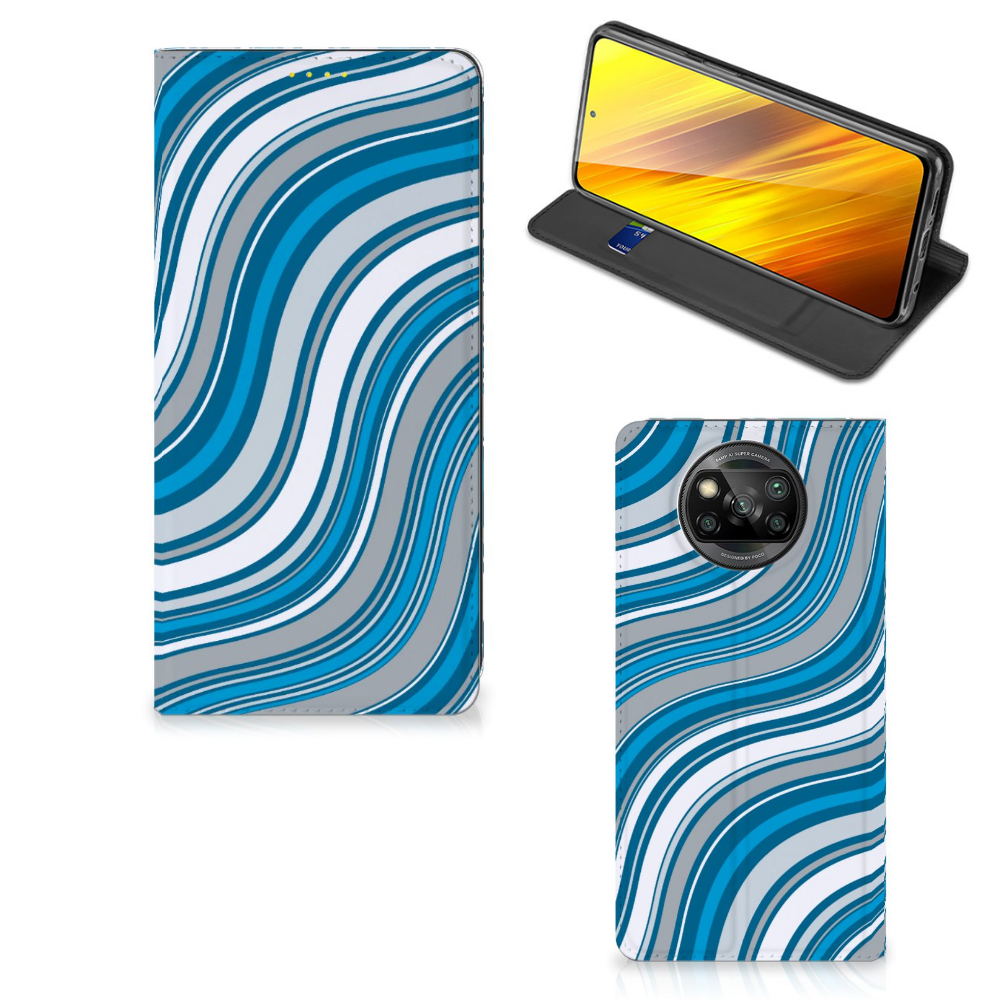 Xiaomi Poco X3 Pro | Poco X3 Hoesje met Magneet Waves Blue - B2C Telecom
