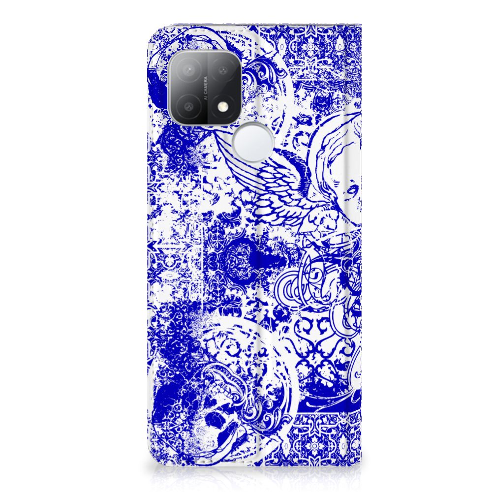 Mobiel BookCase OPPO A15 Angel Skull Blauw - B2C Telecom