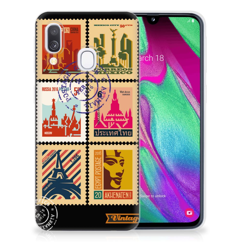 Samsung Galaxy A40 Siliconen Back Cover Postzegels