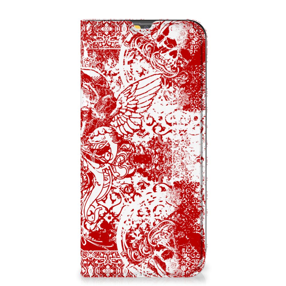 Mobiel BookCase Samsung Galaxy M30s | M21 Angel Skull Rood - B2C Telecom