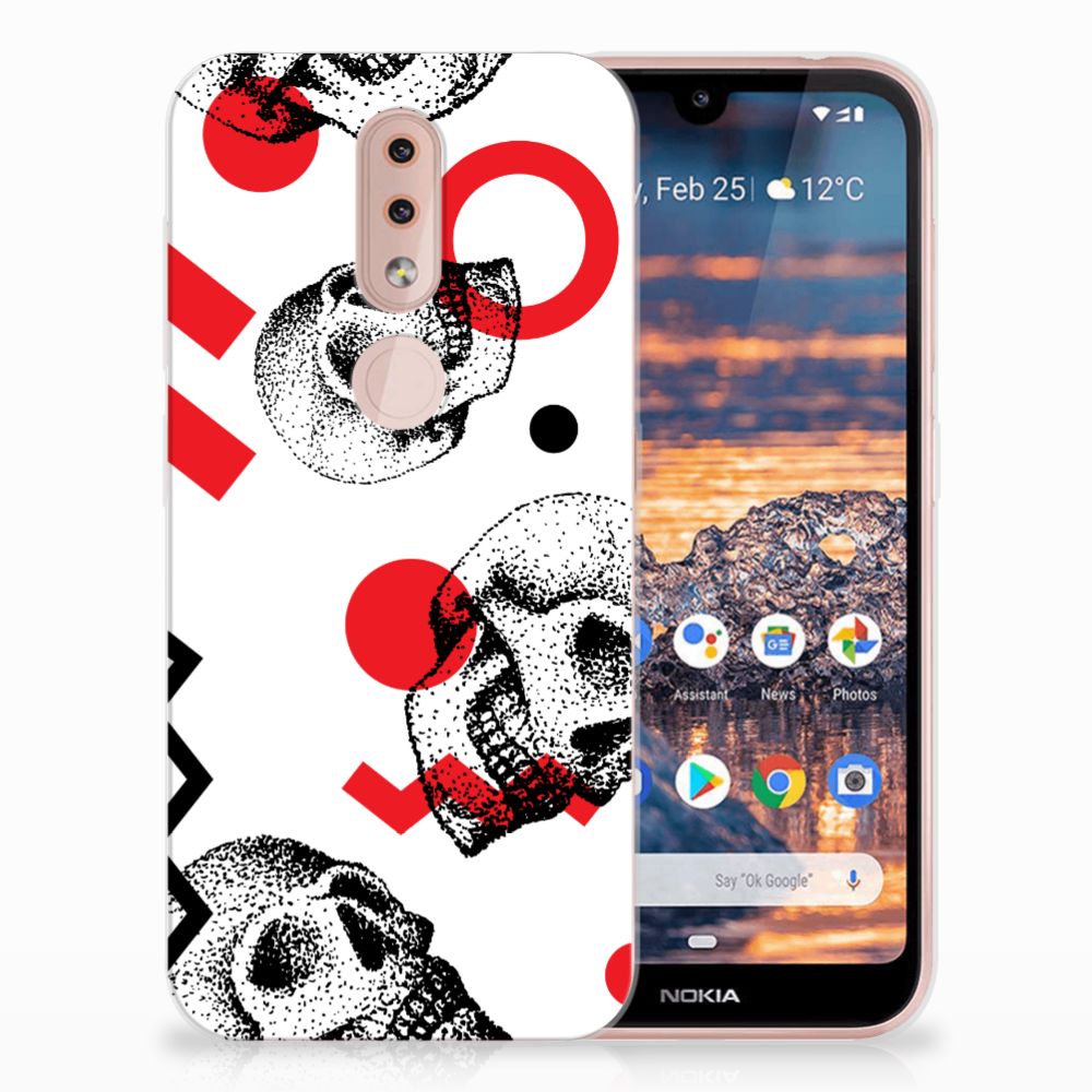 Silicone Back Case Nokia 4.2 Skull Red