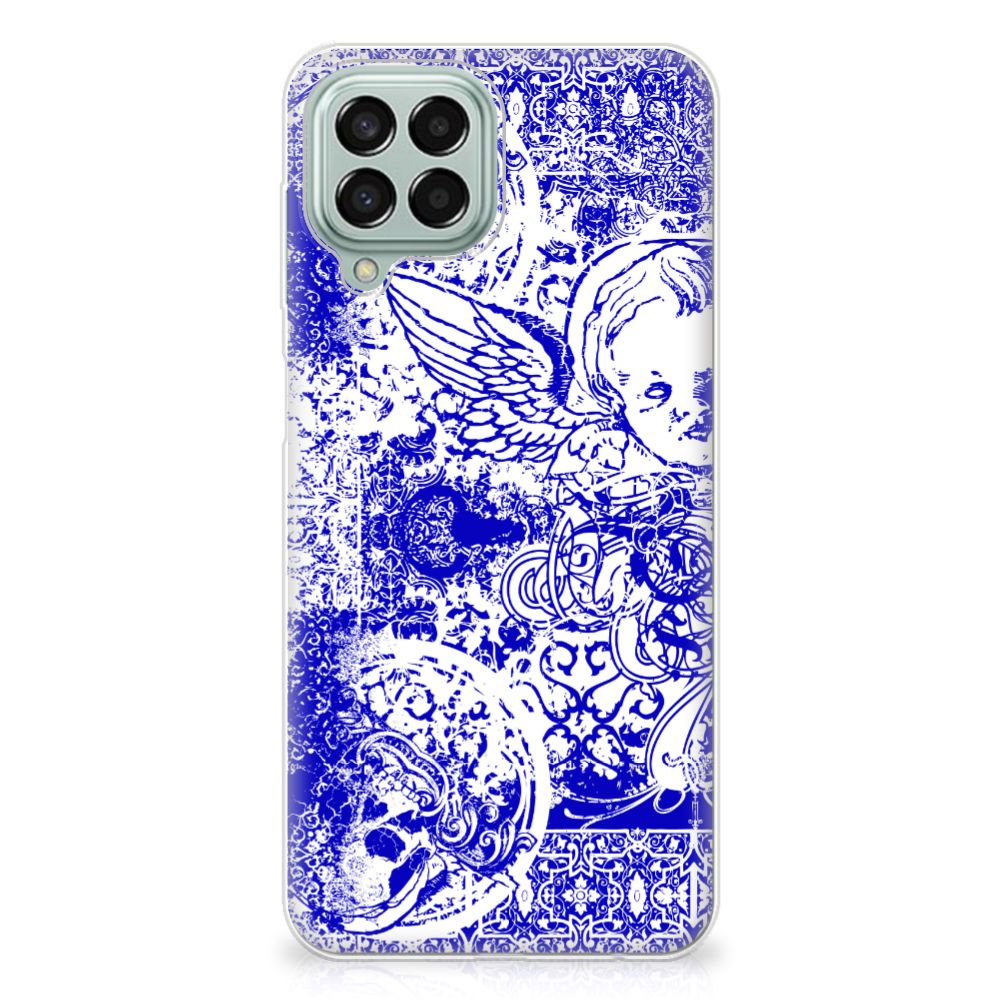 Silicone Back Case Samsung Galaxy M33 Angel Skull Blauw B2C Telecom