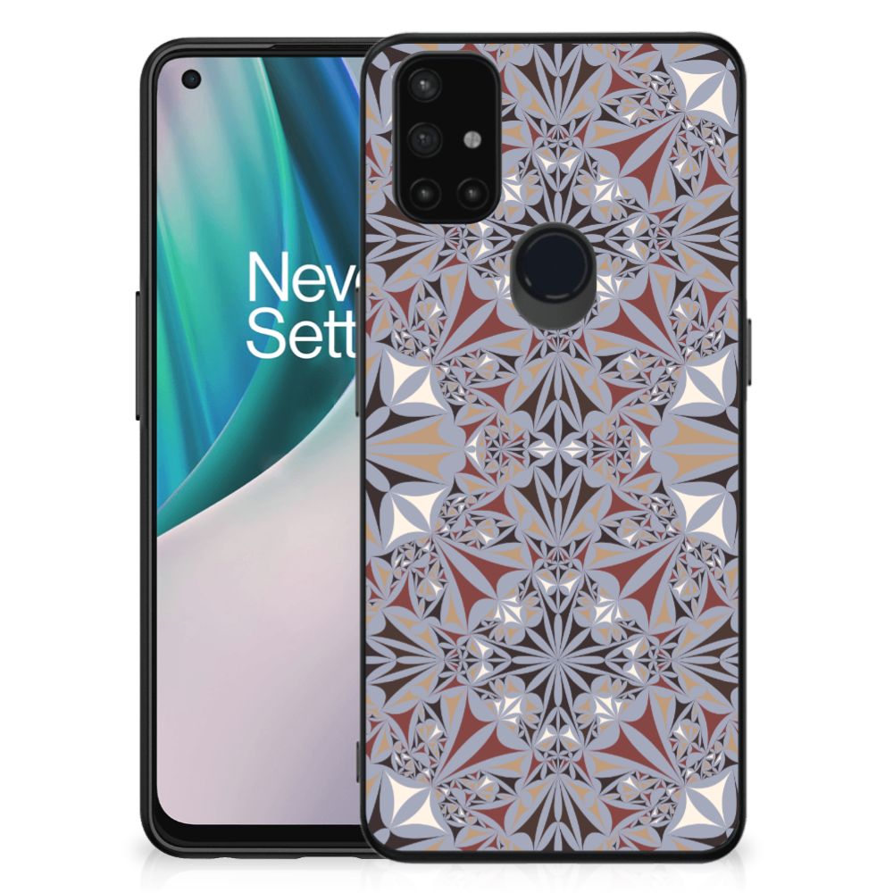 OnePlus Nord N10 5G Marmeren Print Telefoonhoesje Flower Tiles