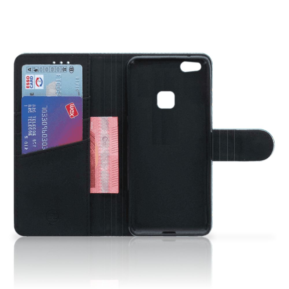 Huawei P10 Lite Wallet Case met Pasjes Jeans