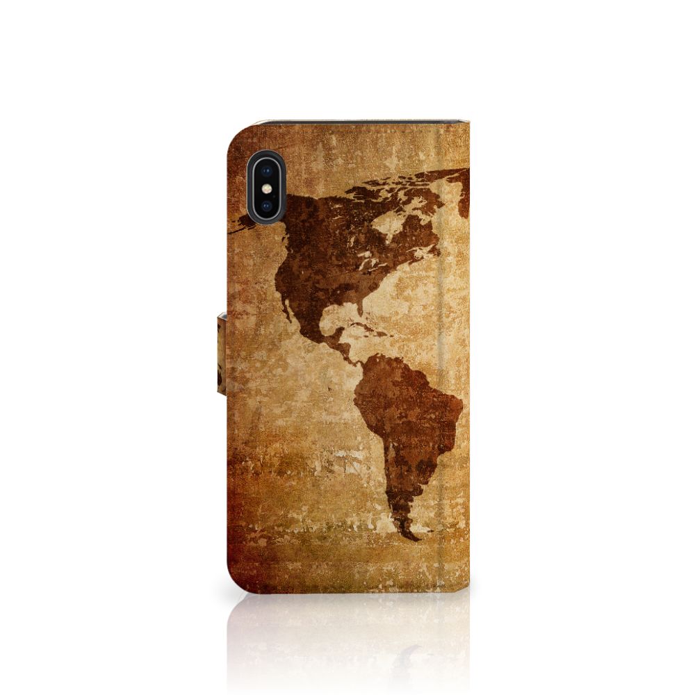 Apple iPhone Xs Max Flip Cover Wereldkaart