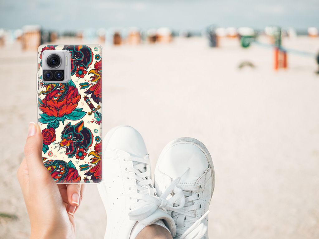 Siliconen Hoesje met foto voor Motorola Moto X30 Pro Old Skool B2C Telecom