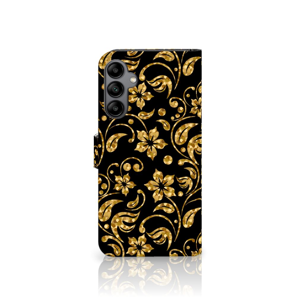 Samsung Galaxy A34 Hoesje Gouden Bloemen